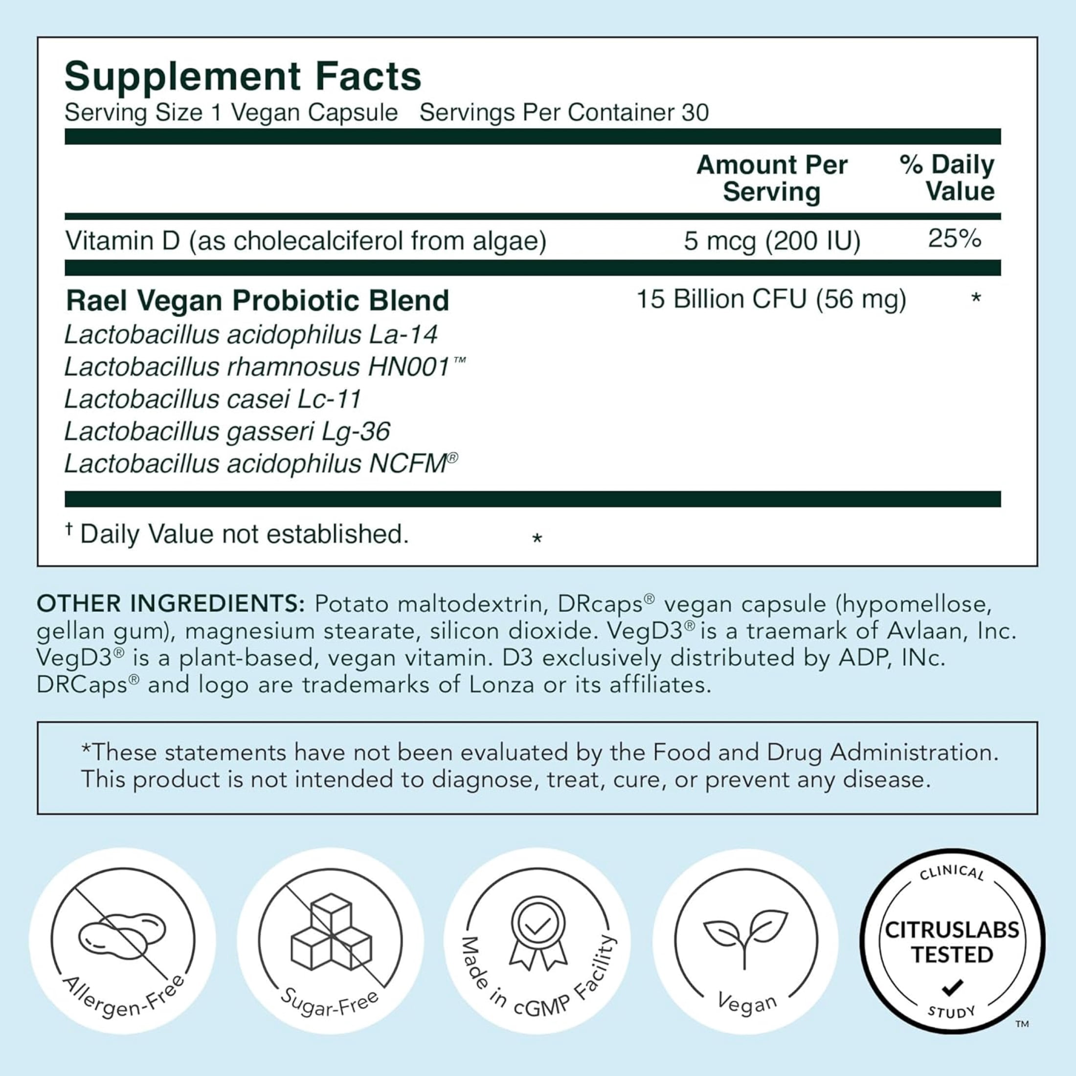 Rael Vaginal Health Probiotic Supplement, 30 Capsules