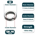 thumbnail image 1 of Split Rings Fishing 50~200Pcs Stainless Steel Lure Rings Saltwater Terminal Tackles Split Rings Fishing Connectors Snap Rings Size9 11.5mm 150lbs 50 Pcs, 1 of 6