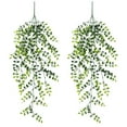 thumbnail image 1 of Paquete de 2 plantas colgantes artificiales, decoración de pared falsa, plantas falsas para estantes, cocina, patio, porche, interior y exterior, 1 of 5