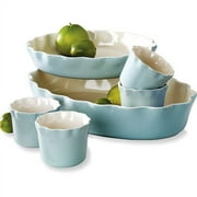 6 Pc. Ruffle Stoneware, Cloud Blue