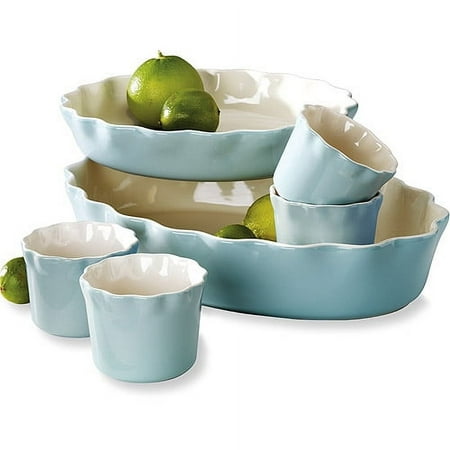 6 Pc. Ruffle Stoneware, Cloud Blue