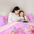 thumbnail image 4 of Manfei Floral Butterfly Letter M Twin Bedding Sets, Sparkle Print Pink Bedding Comforter Set for Girls Women, Pink Reversible, 7 Pieces, 4 of 7