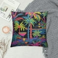 thumbnail image 2 of COMIO  Pillow Cushion Case Neon Style Tropical Tiki Beach Bar Throw Pillow Cover Colorful Plumeria Exotic Tiki Pattern Pillow Covers Room Decor for Bed Living Room, 2 of 5