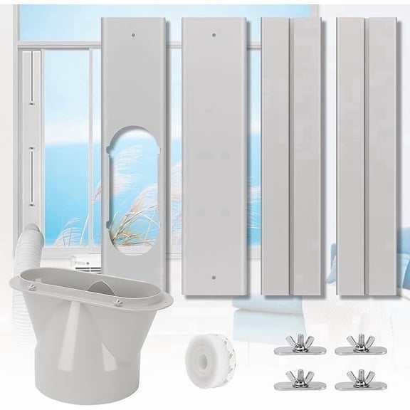 Portable Air conditioner Window Kit, Adjustable Vertical/Horizontal Sliding Window Kit Plate for AC Unit, AC Window Vent Kit, AC Window Seal Suitable for 5.9” AC Exhaust Hose,Installation Guide Inclu
