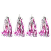 Uxcell Bike Streamers, Colorful Scooter Handlebar Tassels Grips Ribbon Accessories Decorations for Tricycle Handle Rose Red/Silver