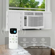 PhiloDeco 6000 BTU Window Air Conditioner Cool to 250 sq ft Intelligent, LED,Remote Control, Easy to Clean Filter Screen, Can Be Used as a Dehumidifier/Fan, Operates Quietly, and is Energy-Saving
