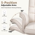 thumbnail image 6 of BOSSIN Cross Legged Office Chair with Flip-up Armrests, 135° Reclining Ergonomic Executive Chair for Big and Tall, Wide Seat Computer Desk Chair with Wheels, Beige, 6 of 9