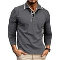 thumbnail image 3 of Mens Golf Polos Shirts,Solid Color Cotton Long Sleeved Turndown Button Henley Shirt Office Casual Business Blouses Outdoor Tennis Tops Men Fall Winter Basic Tees with Pocket, 3 of 7
