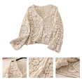 thumbnail image 2 of Stylish Cotton Shirt With Crochet Lace Detail Hollow out Crop Top Fashionable Long Sleeve Lace Shirt For Trendy Women, 2 of 9