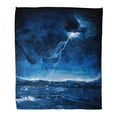 thumbnail image 1 of SIDONKU Throw Blanket Warm Cozy Print Flannel Blue Thunder of Night Stormy Sea Big Waves and Lightning Ocean Comfortable Soft for Bed Sofa and Couch 50x60 Inches, 1 of 1