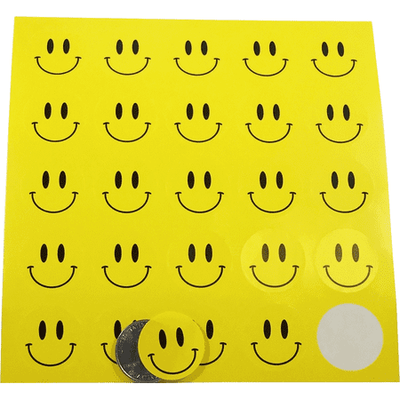Yellow Smiley Face Dot Circle Stickers 1 Inch Round Labels 10 Sheets of 25 Stickers 250 Total