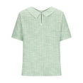 thumbnail image 5 of Holzkary Linen Shirts for Women Button Down Shirts Short Sleeve Cotton Collared V Neck Solid Casual Blouses Womens Summer Tops Lapel Striped Back Loose Top Casual Shirt T Shirt Green Xxl, 5 of 5