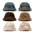 thumbnail image 4 of Eosunjian Thickened Plush Basin Hat Winter Basin Hat Solid Color Thickened Soft Plush Warm Bucket Hat Windproof Outdoor Fisherman Hat for Women Lightweight, 4 of 8
