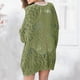 thumbnail image 5 of Color sólido mujer suéter abierto frente ahueca hacia fuera la moda Cardigan traje de vacaciones, 5 of 7