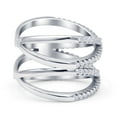 thumbnail image 2 of Two X Crisscross Stackable Half Eternity Band Women Ring Cubic Zirconia 925 Sterling Silver, 2 of 5