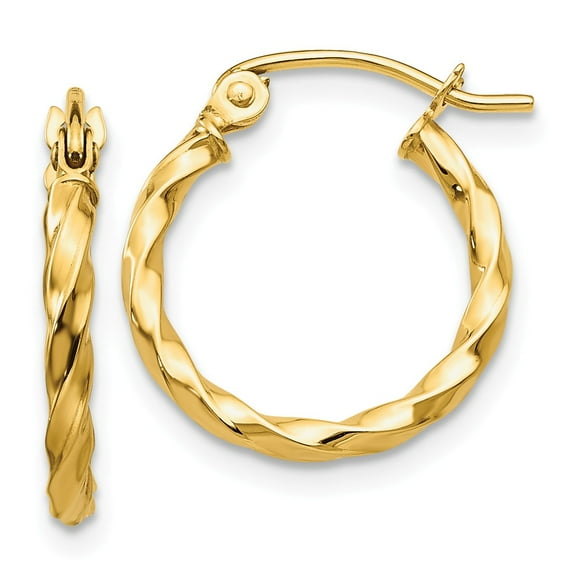 Real 14kt Yellow Gold Twist Polished Hoop Earring; for Adults and Teens; for Women and Men