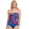 thumbnail image 5 of Women's Mazu Tropical Flora Draped Blouson Tankini Swim Top Color: Black Floral Size: 8, 5 of 5