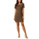 thumbnail image 1 of Vestido Casual de Manga Corta con Cuello Contrastante para Mujer Chic M Marrón-1, 1 of 7