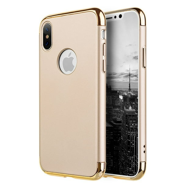 Iphone X Case Premium 3 In 1 Advance Slim Protection Hard Case Rubberized Protective Cover With Chrome Frame For Apple Iphone X Gold Walmart Com