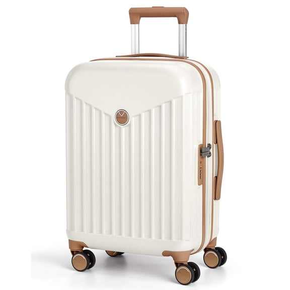 BAGSMART Hardside Expandable Luggage With Spinner Wheels, PC Lightweight Carry-On Luggage Airline Approved With TSA Lock, Durable Women Travel Suitcase Carry On 20 Inch, Cream