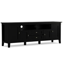 Simpli Home Warm Shaker Wood 72" Transitional TV Media Stand in Black For TVs up to 80"