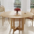 thumbnail image 2 of MAYEERTY Wood Round Dining Table, Mid-Century Modern Dining Table with Rattan Legs, 60"x60"x30", Wood Color, 2 of 9