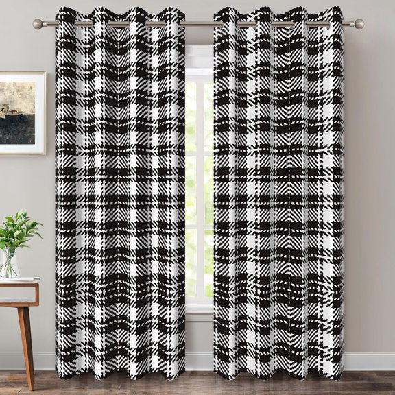 Black White Buffalo Plaid Blackout Curtains for Living Room,Farmhouse Check Window Drapes for Bedroom,52x84 Inch,2 Panels