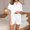 Light Blue, variant on Dianli Pajamas Loungewear Shell Print Lapel Short Sleeve Top And Elastic Waist Shorts Imitation Silk Fashion Casual Collar Set Lightweight Breathable Homewear Nightwear