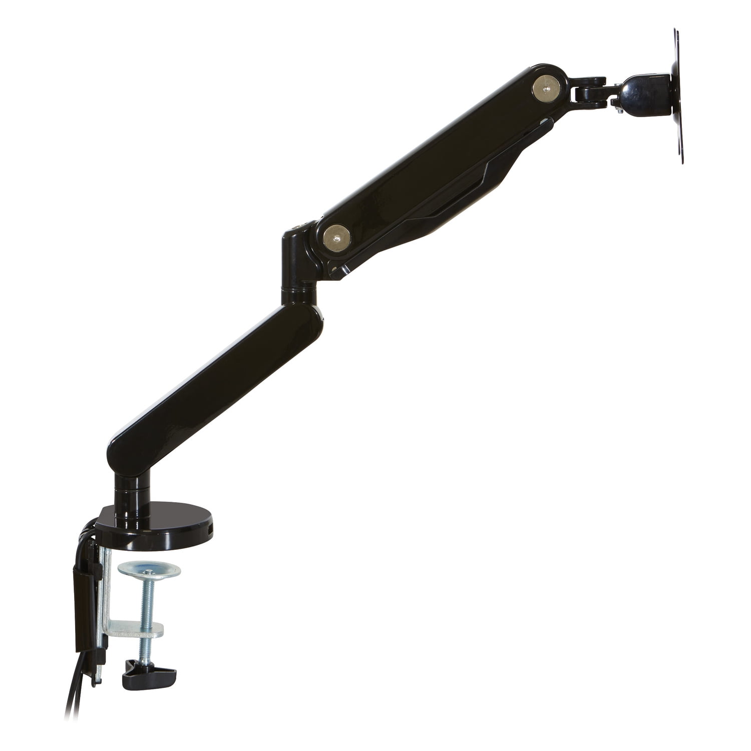 Single Monitor Arm with Dual USB 3.0 Port in Black Aluminum Finish