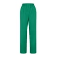 thumbnail image 6 of Wyobmus Casual Straight Leg Long Pants for Women Solid Color Elastic Waist Comfy Stretch Pull On Pants Green, 6 of 7
