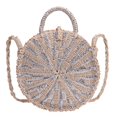 thumbnail image 2 of Bolsa de mensajero redondo tejido de ratán de playa de paja para mujer / Plata Ndcxsfigh Para Estrenar, 2 of 9