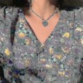 thumbnail image 5 of Colgante de cristal con forma de corazón de amor morado transparente de hada Kpop, cadena de clavícula, collar gargantilla de perlas para mujer, joyería estética Egirl --- Código de producto 42722, 5 of 5