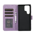 thumbnail image 4 of Case for Samsung S22 Ultra Wallet Case for Women Card Holder Butterfly Embossed Clover Rose Flower Flip PU Leather Magnetic Phone Cover Kickstand Lanyard for Samsung Galaxy S22 Ultra, Purple, 4 of 8