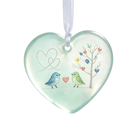 Xuyuer Heart-Shaped Sea Glass Friendship Ornament, Acrylic Keepsake Hanging Decor for Christmas Tree Friend Sister Gift