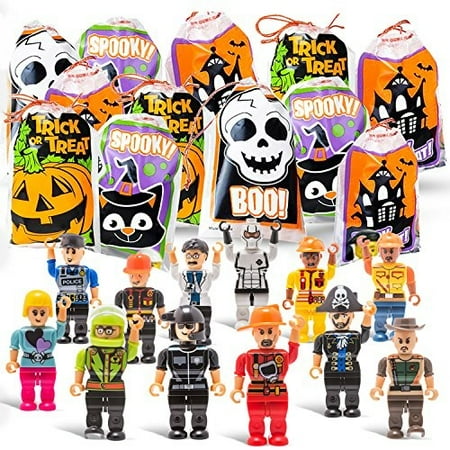 halloween trick or treat goodie bags with mini toy figure toys colorful novelty goody assortment