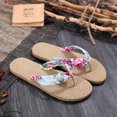 thumbnail image 1 of Zapatos de mujer, chanclas florales de verano, sandalias de playa, tangas, zapatillas, sandalias de cuerda de cáñamo de imitación, chanclas de viaje de fondo plano Wmkox8yii ytu6801, 1 of 3