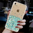 thumbnail image 6 of Luminous Case for iPhone 7 / iPhone 8 / iPhone SE 2022 & 2020, Glow in the Dark Fluorescent Glitter Case for Women Girls, Bling Sparkle Lightweight Slim Shockproof Protective Phone Cover, Blue, 6 of 6