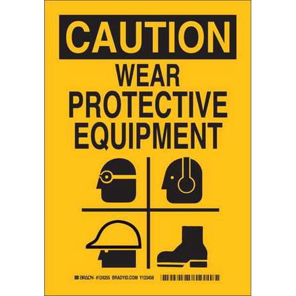 BRADY 124254 Caution Sign,10 x 7In,Black/Yellow