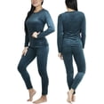 thumbnail image 2 of ToBeInStyle Women's Soft Velvet Long Sleeve Top and Bottom Thermal Set, 2 of 7