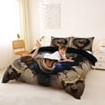 thumbnail image 2 of Metsweet Dino T-Rex Duvet Cover Queen, Galaxy Starry Sky Queen Bedding, Brown Blue,Black Reversible,3-Piece,1 Duvet Cover and 2 Pillowcases, 2 of 6