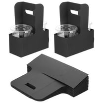 Uxcell Drink Carrier with Handle, 25 Pcs Kraft Paperboard 2 Cup Holder for Hot or Cold Drinks Black