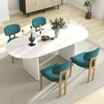 thumbnail image 2 of KATBOC Modern Dining Table and Chairs Set, 70in MDF Table with 4 Padded Boucle Chairs,Mid-Century for Home, Kitchen, Family Gatherings, White&White, 2 of 8