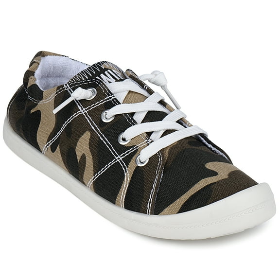 JENN ARDOR Women's Elastic Stretch Slip-On Sneakers Low Top Canvas Shoes