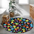 thumbnail image 3 of Colorful Polka Dot Round Area Rug 3Ft Washable Small Circle Rugs for Kitchen Entryway, Cartoon Watercolor Graffiti Black Non-Slip Carpet Floor Mats Indoor Outdoor Carpet Runner Aesthetic Home Decor, 3 of 8