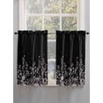 thumbnail image 3 of Tier Curtains 45 Inches Long, Black Botanical Window Treatment Curtain Drapes, Dragonfly Flower Leaf Retro Style Window Half Privacy Curtains for Bedroom Bathroom, 42"x45", 2 Panels, 3 of 7