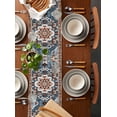 thumbnail image 2 of Boanket Blue Bohemian Table Runner - 60 Inch Long, Kitchen Dining Table Runner Dresser Scarves, Retro Pattern Oriental Farmhouse Ethnic Farmhouse Decor for Coffee Tables Wedding Party Banquet, 2 of 8