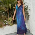 thumbnail image 6 of Purple Galaxy Womens Night Club Maxi Dress V Neck Sleeveless Bohemia Long Dresses, 6 of 9