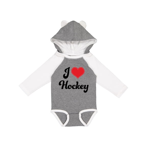 Inktastic I Love Hockey Girls Long Sleeve Baby Bodysuit