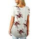 thumbnail image 4 of Camiseta de manga corta con cuello en V Top con estampado floral Blusas holgadas(Blanco-S) Nituyy Camiseta-GL715-FF46982B1, 4 of 6