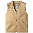 thumbnail image 4 of Relaxed Fit V Neck Cotton Work Sleeveless Vest With Side Pockets for Backyard Projects Short Trip Leisure Outfits Khaki L, 4 of 5